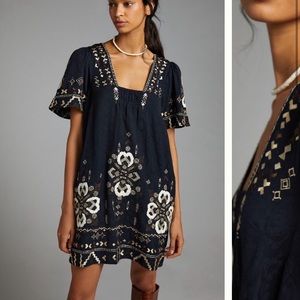 Anthropologie NWT Embroidered Tunic Dress Size M.